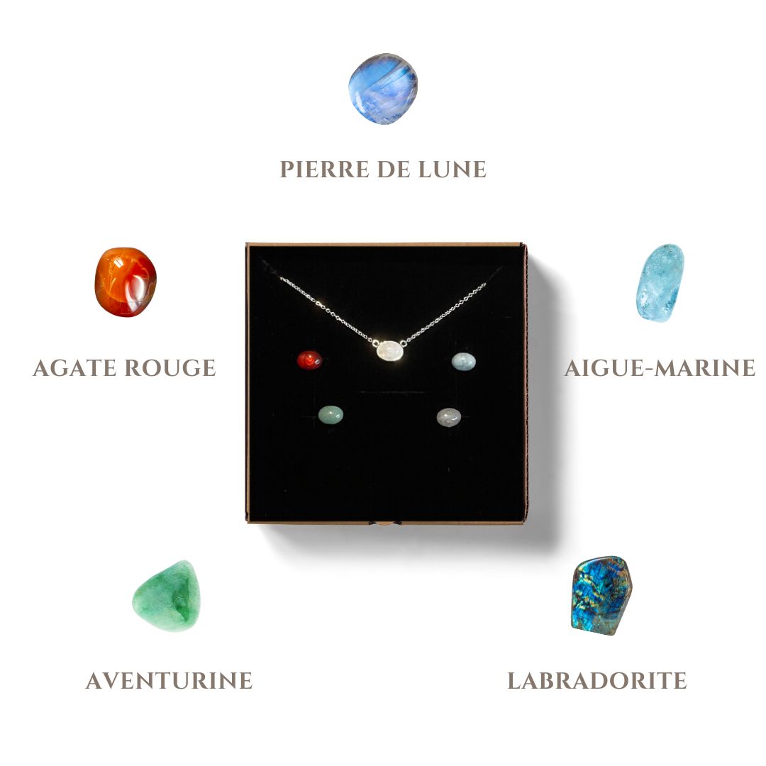 Collier Pierres Interchangeables 5 en 1